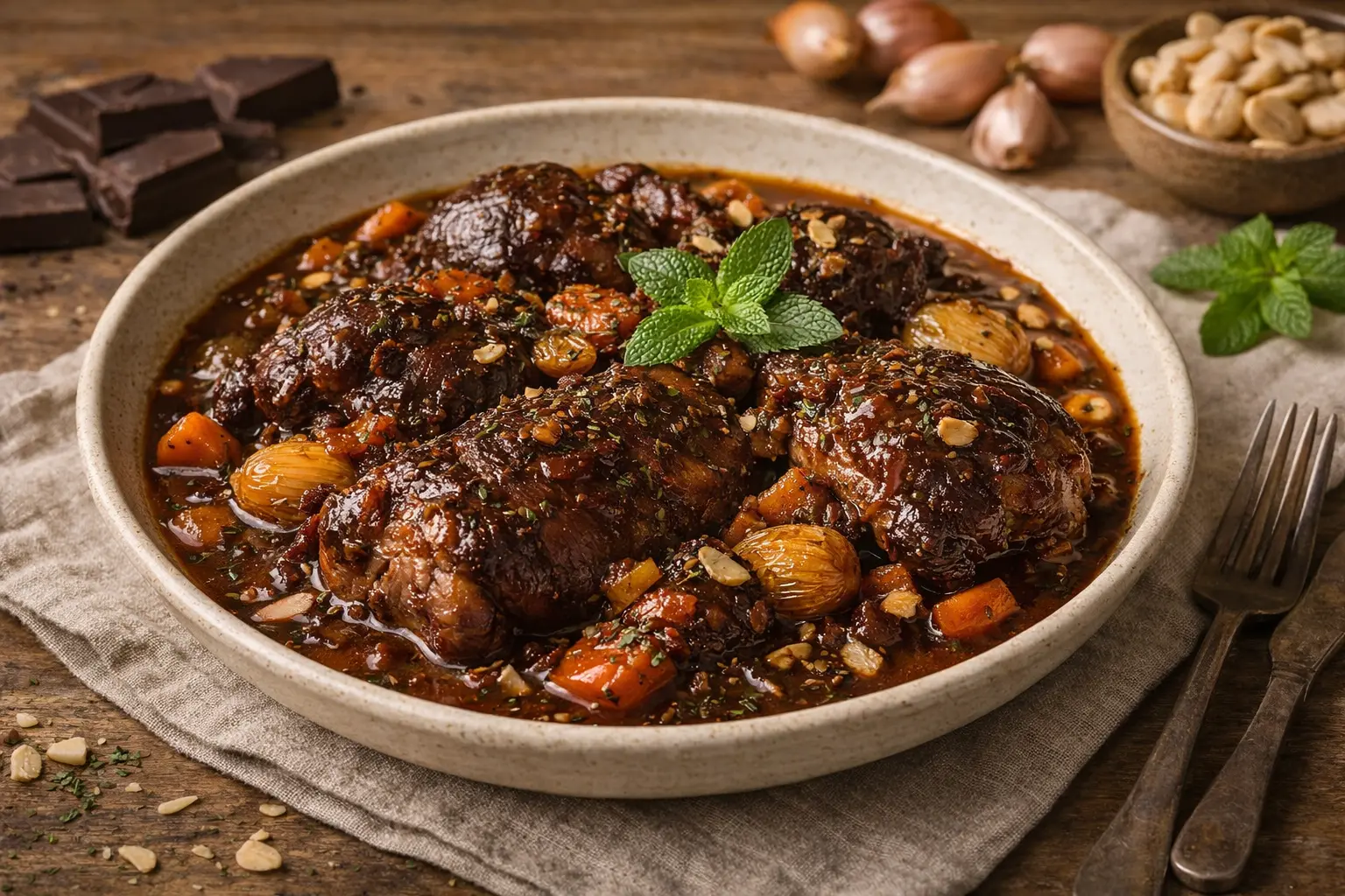 Carrilleras de cerdo en salsa de chocolate