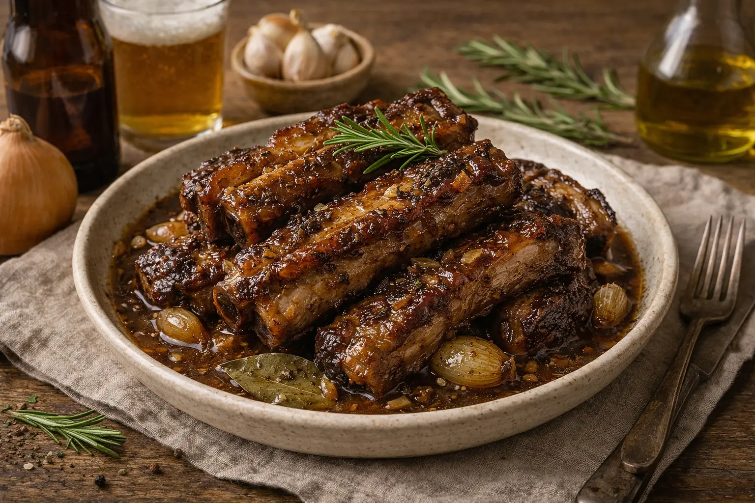 Costilla de cerdo a la cerveza