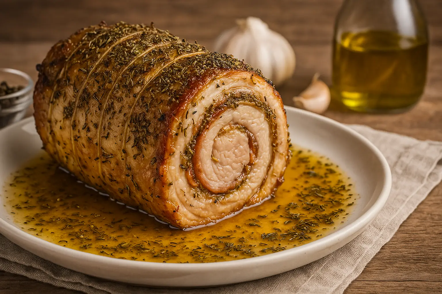 Rollo de cerdo a las hierbas de provenza