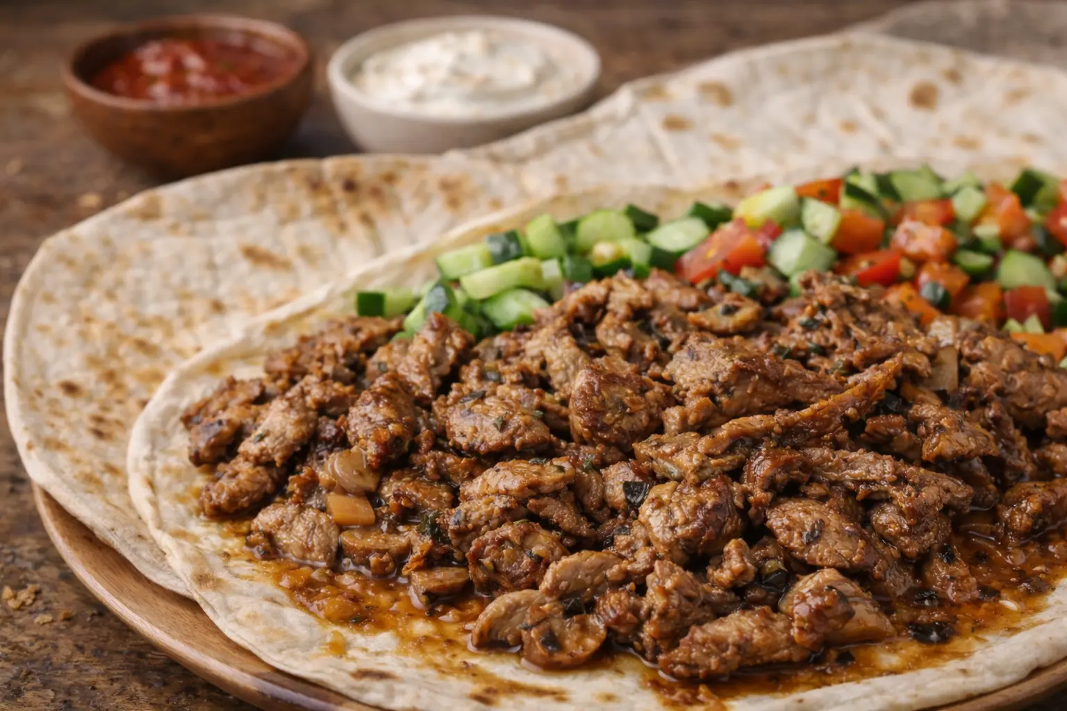 Shawarma o kebab de ternera