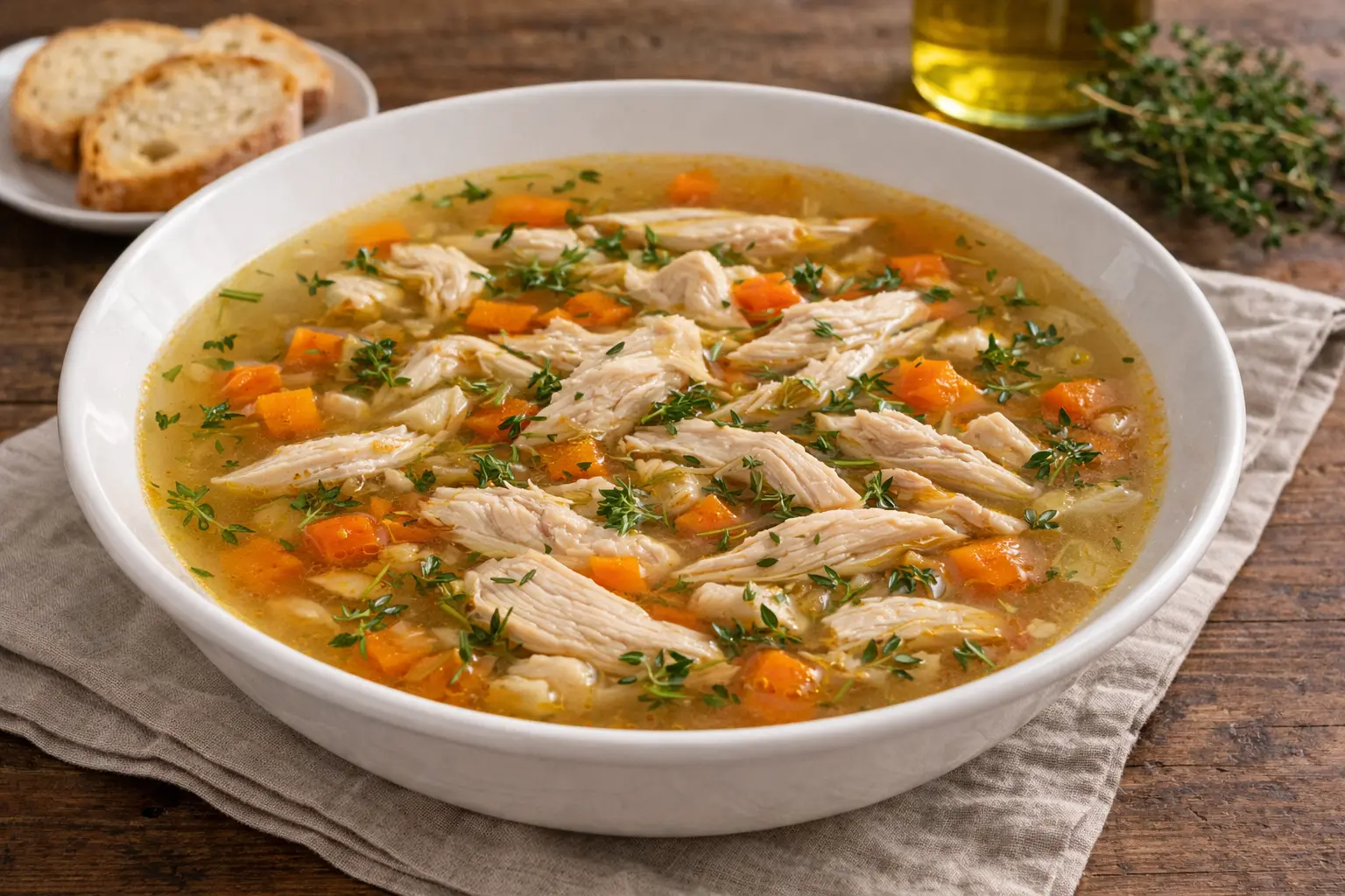 Sopa de pollo y tomillo
