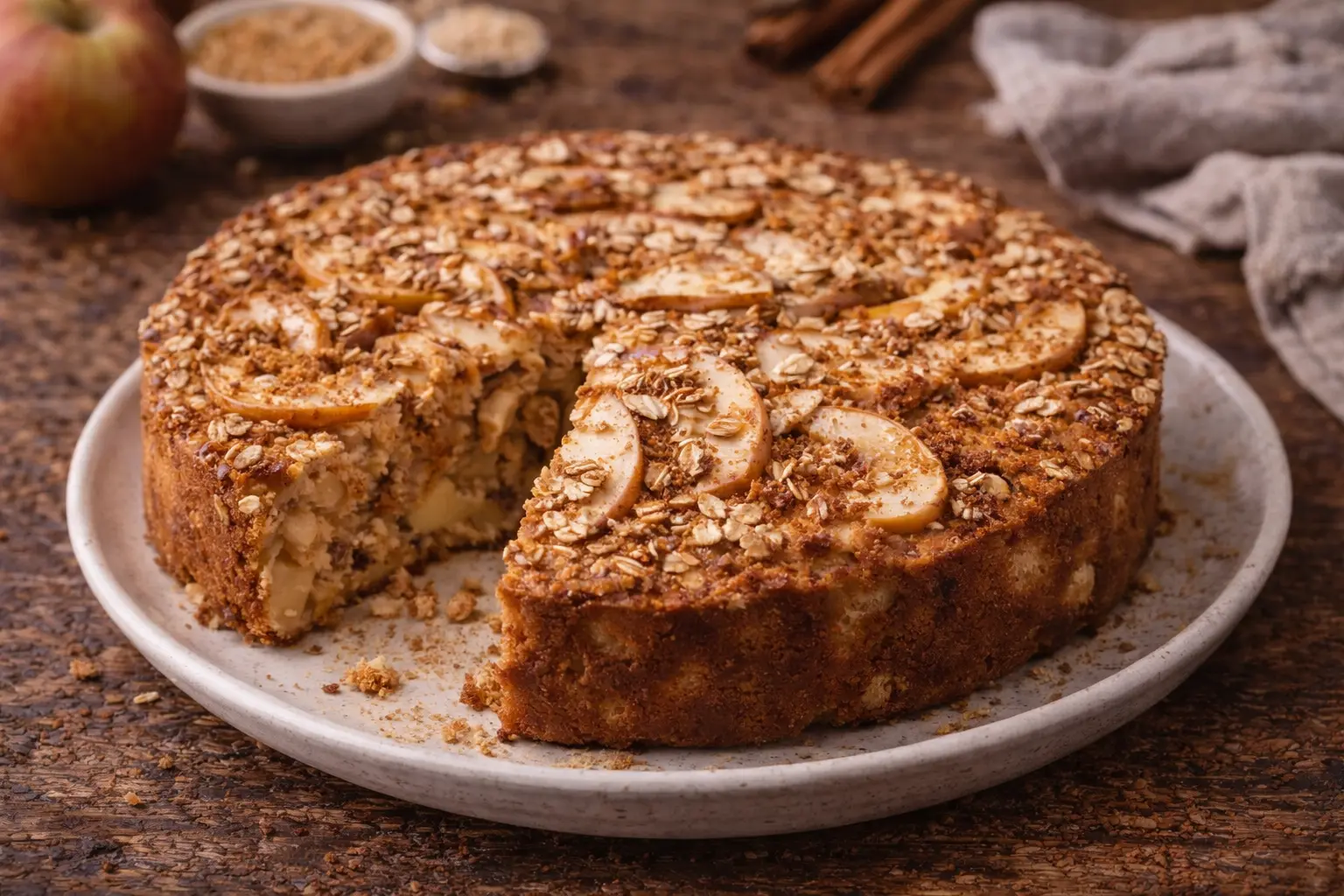 Tarta de manzana y avena
