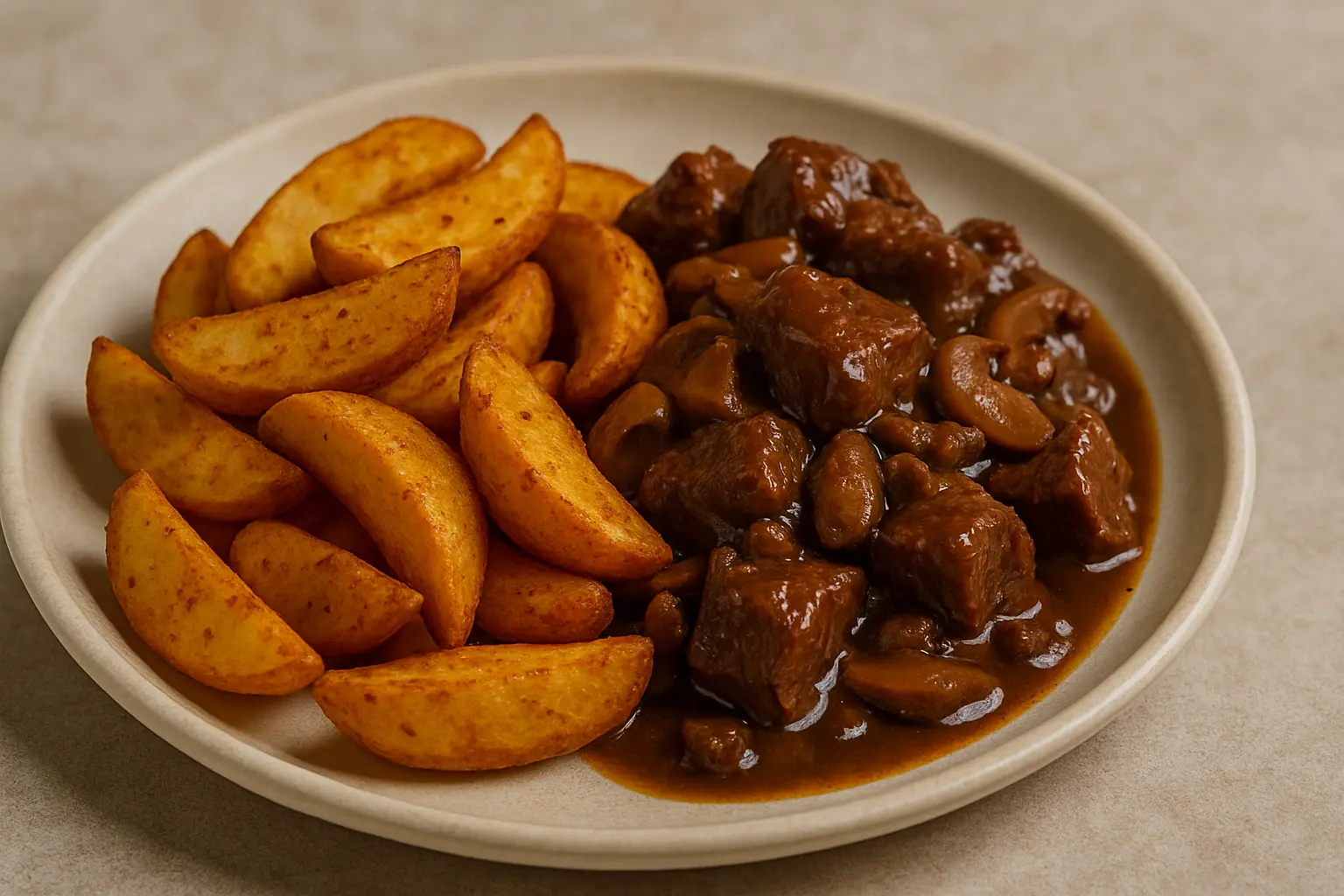 Ternera guisada con setas